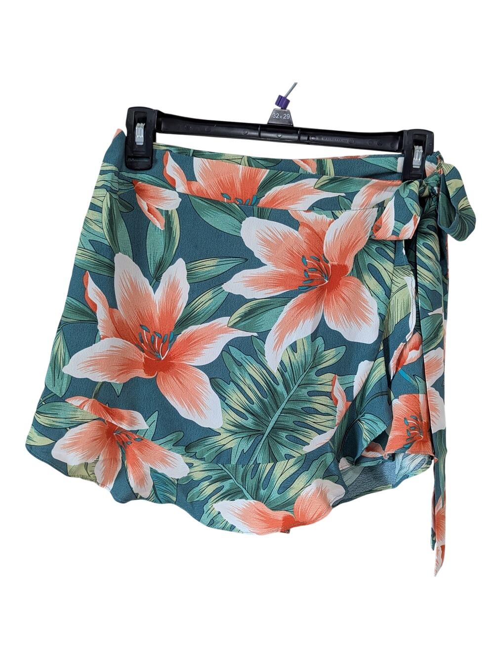 Lulus Coast of Carolina Green Tropical Print Wrap Front Ruffled Skort Size XS